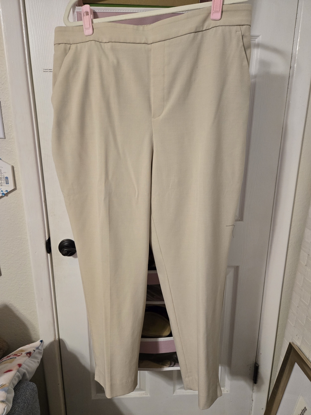 Banana Republic Cream Straight-Leg Work Trousers